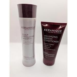 KERANIQUE Scalp Stimulating Shampoo 8 Oz & Volumizing Keratin Conditioner 4.5 Oz